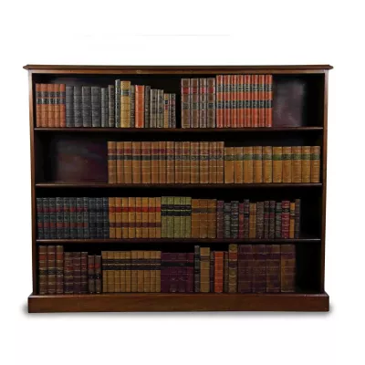 Englischer Edwardischer Großer offener Bücherschrank aus Mahagoni ca. 1900