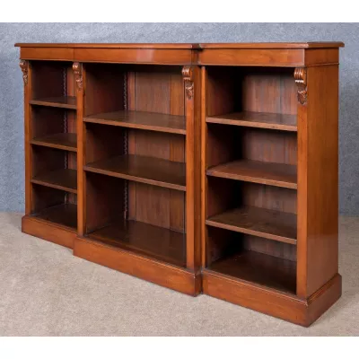 Englisches Antikes Viktorianisches Mahagoni Massivholz breakfront Bücherregal 1850