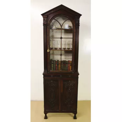 Antikes schlankes Mahagoni Massivholz Bücherregal von ca. 1890