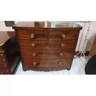 Antike Original Englische Vikotrianische Mahagoni Massivholz Bug Front Kommode 1860