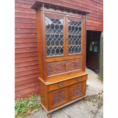 Original Englischer Antiker Spät viktorianischer Nussbaum Sekretär Massivholz mit Bücherregal bureau bookcase 1890