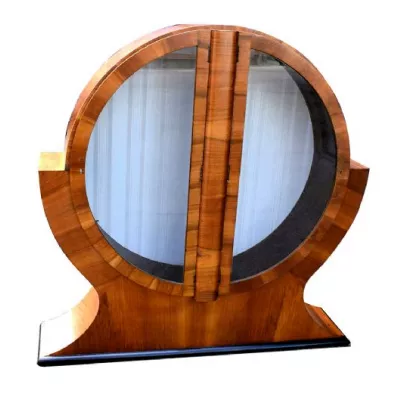 Antike Englische Art Deco Vitrine aus massivem Nussbaum 1930