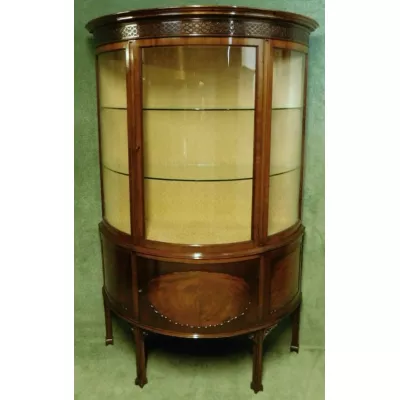 Edwardiasche original antike Mahagoni Massivholz Demi Lune Vitrine von ca. 1900