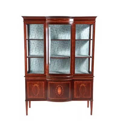 Antike Original Englische Große edwardian Intarsien Mahagoni Vitrine von ca. 1900