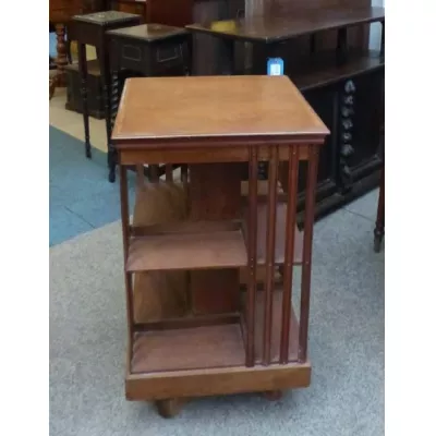 Original Englisches Antikes Edwardisches drehbares Bücherregal revolving bookcase von ca. 1900 aus massivem Mahagoni