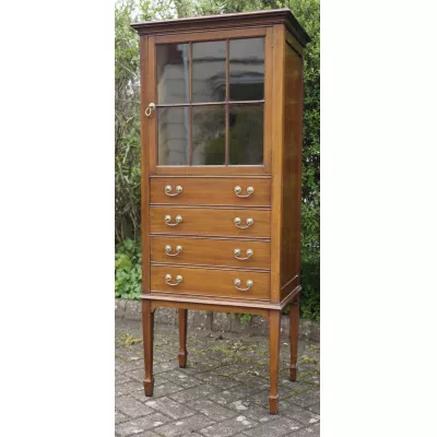 Original Englische Antike Solide Mahagoni Edwardian Musiksammler Vitrine Massivholz von ca. 1900