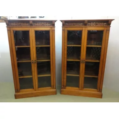 Original Englisches Antikes Hochwertiges Paar Bücherregale aus Eichenholz Massivholz von ca. 1910