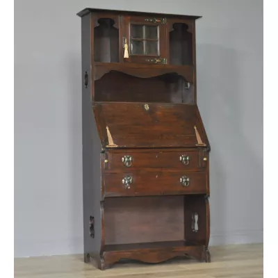 Arts & crafts Eichen Sekretär original antik mit Bücherregalaufsatz Massivholz bureau bookcase englisch von ca. 1900