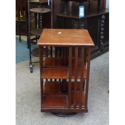 Antikes Original Englisches drehbared Bücherregal Revolving bookcase aus massivem Mahagoni von ca. 1900