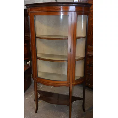 Edwardianische antike Mahagoni Intarsien Massivholz Vitrine englisch von ca. 1900
