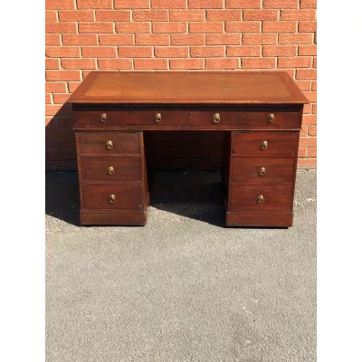 Viktorianischer antiker Pedestal Schreibtisch Mahagoni 1850