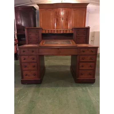 Antiker viktorianischer Mahagoni Pedestal Schreibtisch englisch 1850