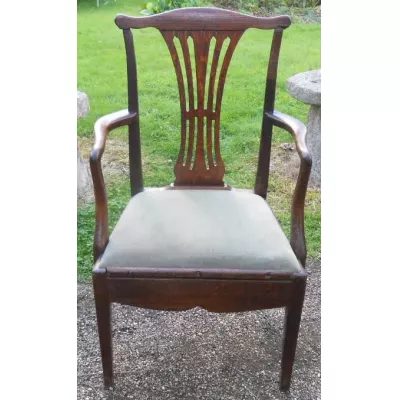 Antiker Englischer Georgianischer Armstuhl Stuhl aus Eichenholz von ca. 1800