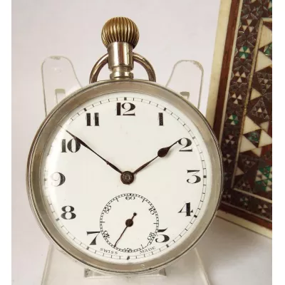 Antike Original Schweizer Taschenuhr aus Silber von ca. 1920