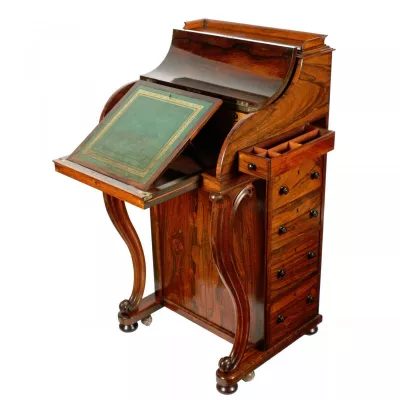 Antiker Original Englischer Palisander Davenport Sekretär ca. 1860
