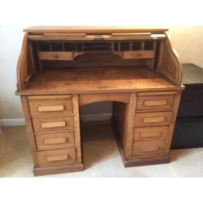 Edwardianischer Eichen Schreibtisch Jalousie original antik von ca. 1920