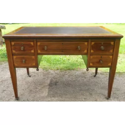 Edwardianischer Intarsien Mahagoni Schreibtisch original antik von ca. 1900