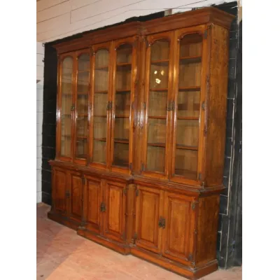 Englischer Breakfront Landhaus Bücherschrank antik von ca. 1860