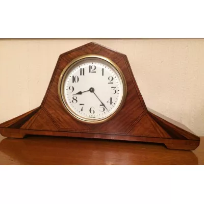 Antike Original Englische Mahagoni Art-Deco Kaminuhr von ca. 1930