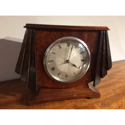 Original Antike Englische Art-Deco Mahagoni Kaminuhr von ca. 1920