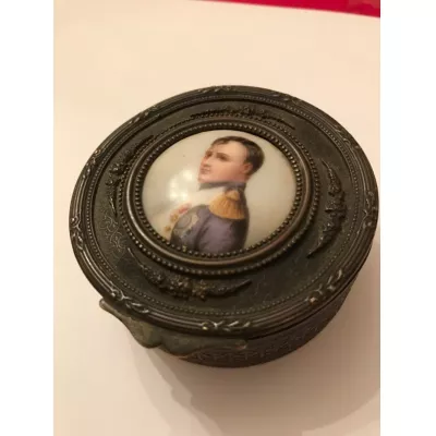 Französische Messing Puderdose original antik aus dem 19. JH