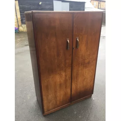 Original Antiker Englischer Sibro Art Deco Nussbaum Kleiderschrank ca. 1930