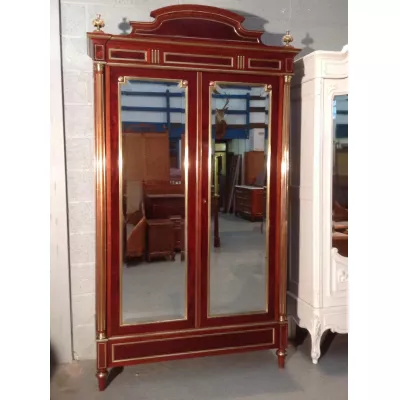 Französischer Mahagoni Kleiderschrank Messing original antik 1910