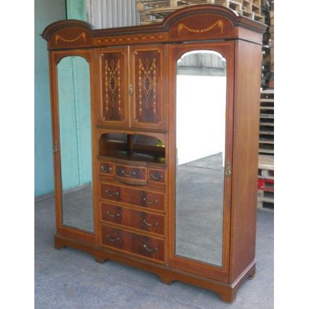 Großer edwardianischer original antiker Mahagoni Kleiderschrank englisch Maples & Co 1890