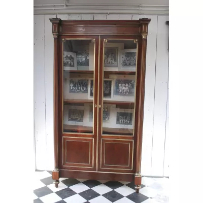 Französisches Antikes Bücherregal Mahagoni Vitrine 1850
