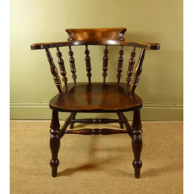 Original antiker englischer Armstuhl Smokers Chair Echtholz 1860