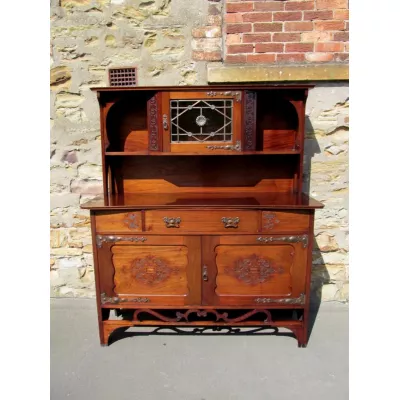 Edwardianisches Art Nouveau Nussbaum Sideboard original antik 1900