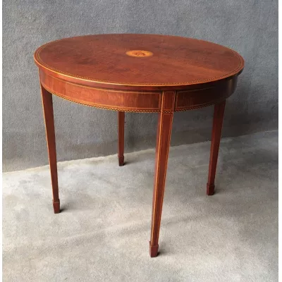 Edwardianischer Antiker Englischer Intarsien Tisch ca. 1900