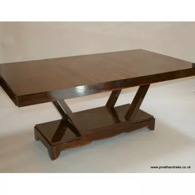 Italienischer Zebraholz Art Deco Esstisch antik ca. 1910