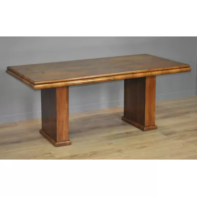 Original Englischer Antiker Art Deco Grat Nussbaum Esstisch ca. 1930