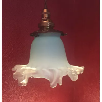 Hübsche Antike Englische Jugendstil Deckenlampe hellblau ca. 1910