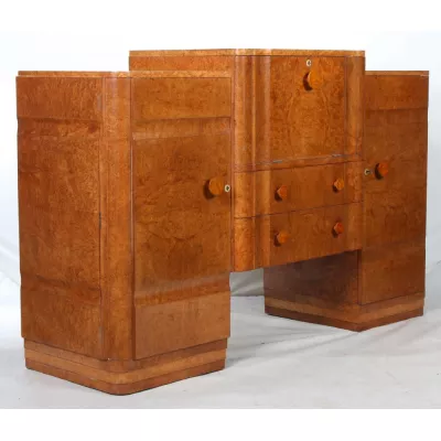 Antiker Englischer Ahorn Art Deco Cocktailschrank Sideboard ca. 1930