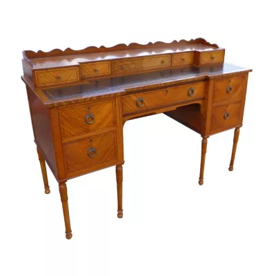Antiker Original Englischer Edwardianischer Satinholz Schreibtisch ca.1900