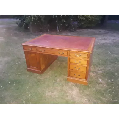Stilvoller antiker englischer massiver Mahagoni Schreibtisch Pedestal Desk 1910