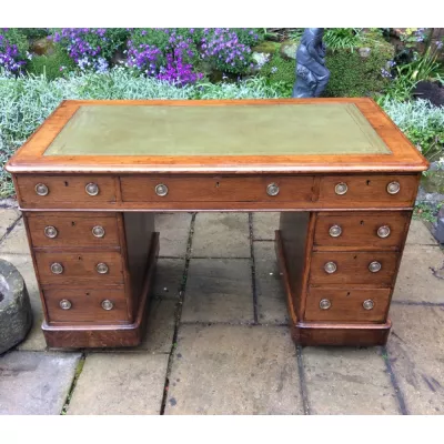 Original antiker viktorianischer Schreibtisch Eiche Pedestal Desk 1850