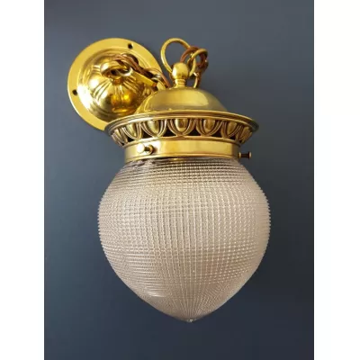Original Antike Englische Edwardianische Holophan-Deckenleuchte ca. 1900