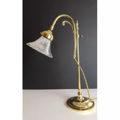 Hübscher Antike Englische Messing verstellbare Schreibtischlampe ca. 1920