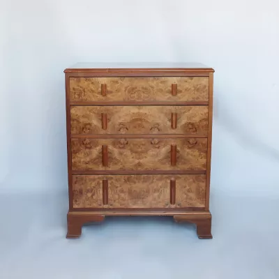 Herrliche Antike Englische Art Deco Kommode Grat Nussbaum ca. 1930
