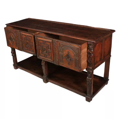 Herrliches Antikes Englisches Viktorianisches Eichen Sideboard ca. 1890