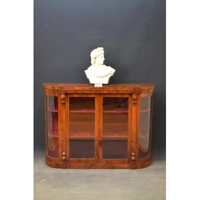 Englische Viktorianische Nussbaum Vitrine antik ca. 1870