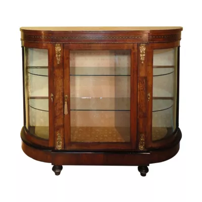 Englische Viktorianische Wurzel Nussbaum Vitrine antik ca. 1860