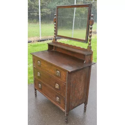 Original Antike Englische Eichen Kommode mit Spiegel ca. 1920
