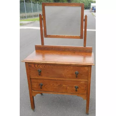 Hervorragende Antike Englische Eichen Kommode Schminktisch ca. 1920
