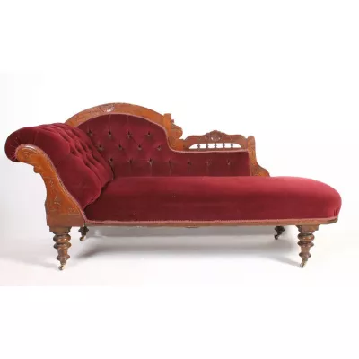 Original Antikes Englisches Viktorianisches Nussbaum Chaiselongue ca. 1880