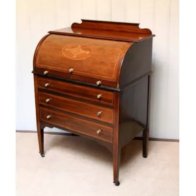 Antiker Englischer Edwardianischer Mahagoni Roll Top Sekretär ca. 1910