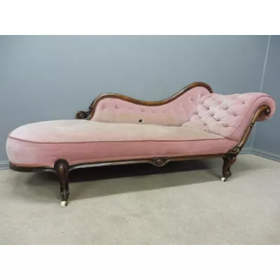 Schicke Englische antike Viktorianische Nussbaum Chaiselongue ca. 1860